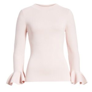Ted Baker London Blush Pink Ruffle Cuff Crewneck Sweater